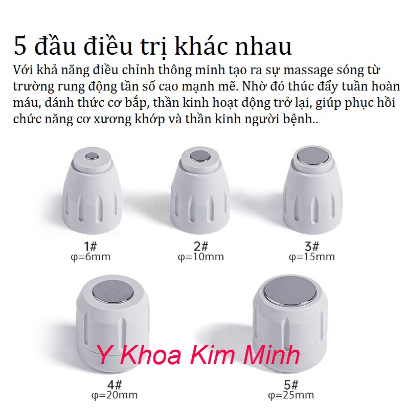 5 đầu điều trị của máy xung kích shockwave T800 bán tại Y Khoa Kim Minh