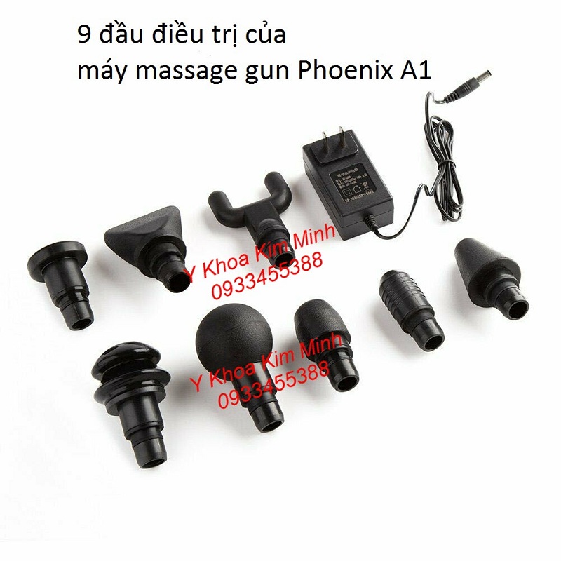 Đầu điều trị của súng massage gun phoenix A1 có 9 đầu - Y khoa Kim Minh