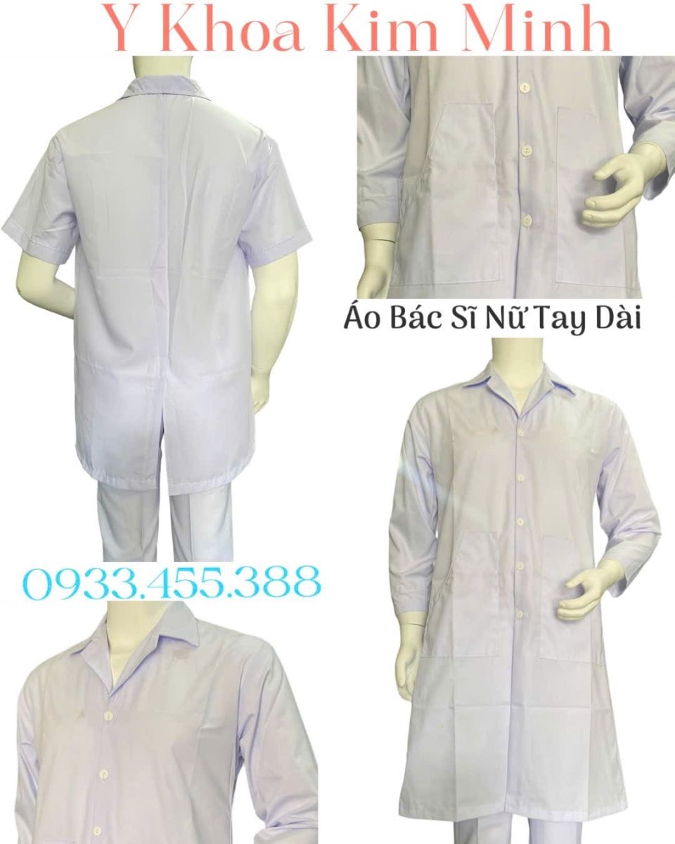 Áo bác sĩ nữ tay dài bán giá sĩ số lượng tại Y Khoa Kim Minh yêu cầu đặt hàng theo số hotline 0933455388