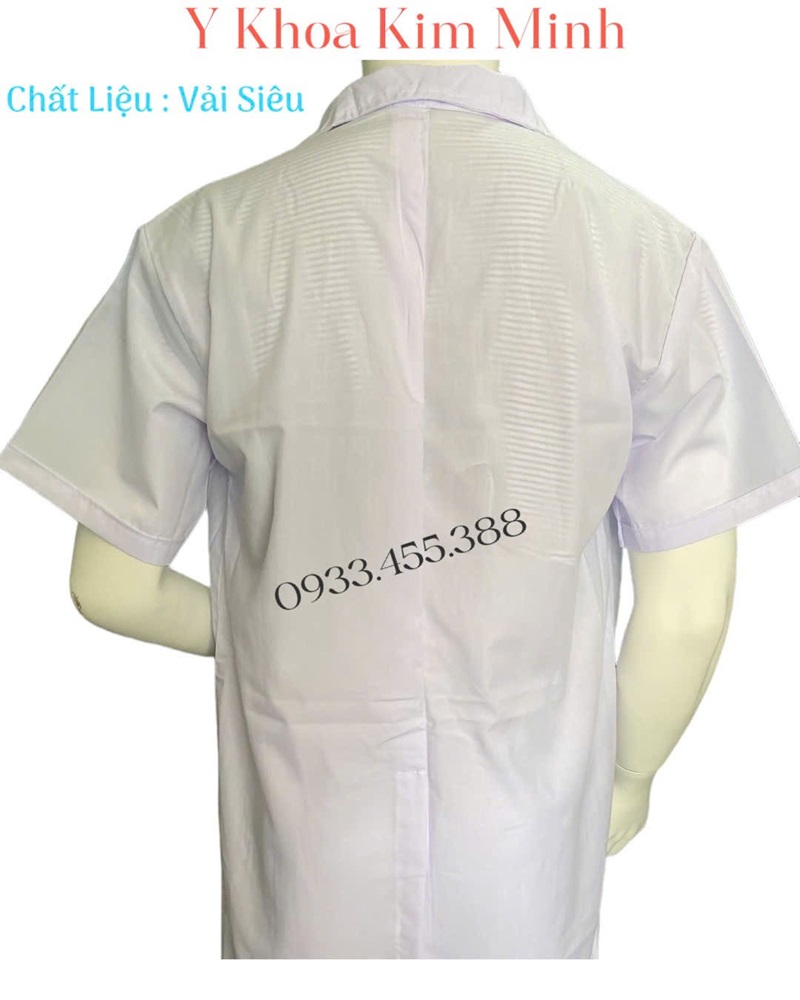 Áo bác sĩ nam tay ngắn áo dài quá gối vải kate siêu nhập khẩu