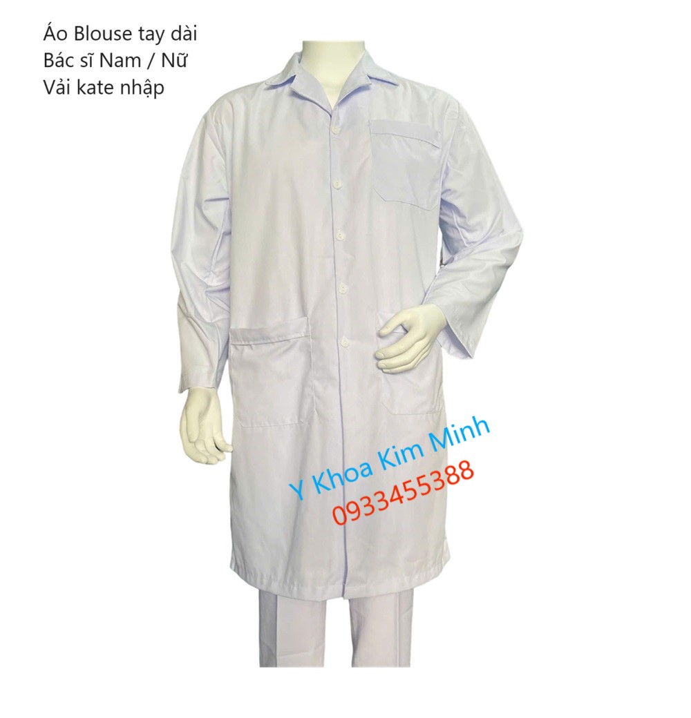 Áo blouse tay dài, lai quá gối, áo bác sĩ nam nữ bán giá sỉ ở Tp.HCM
