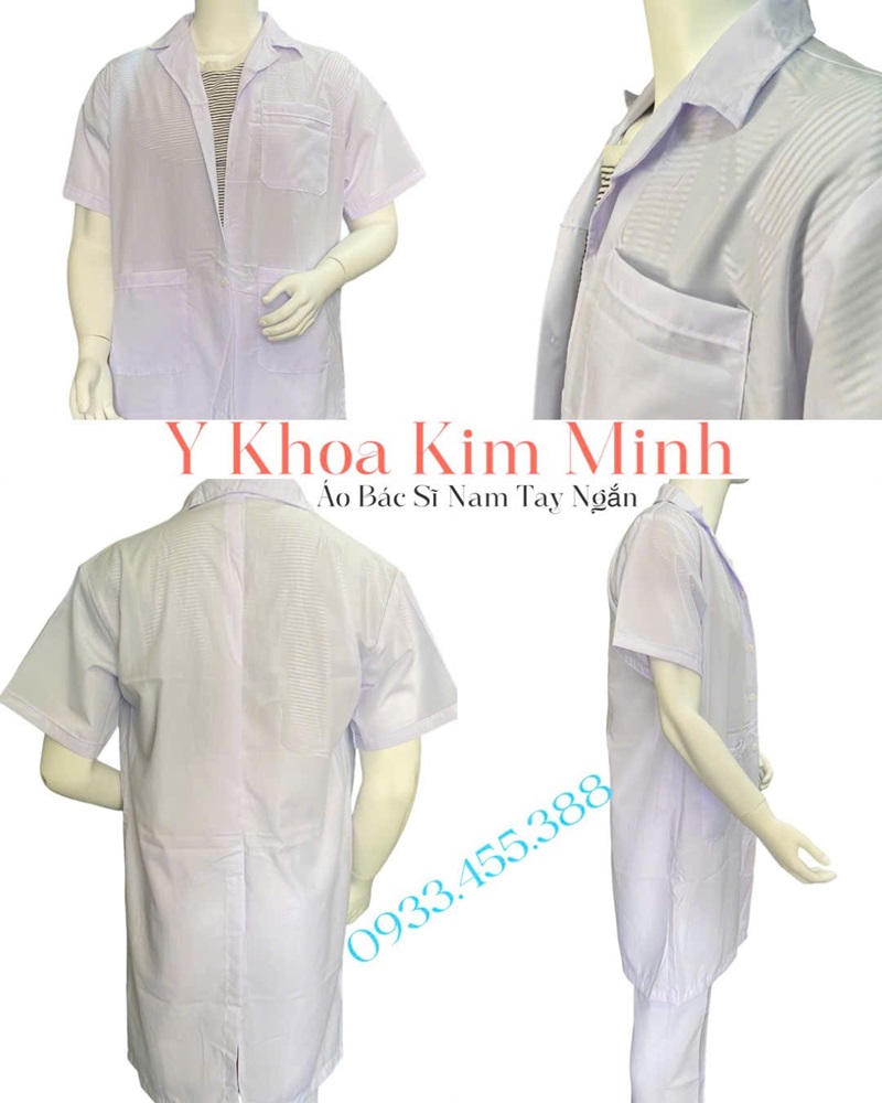 Áo blouse nam tay áo ngắn bác sĩ nam mặc, bán ở Y Khoa Kim Minh