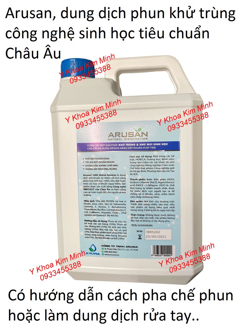 Dung dịch phun sát khuẩn khử trùng Arusan can 5 lít Địa chị bán dung dịch phun sát khuẩn khử trùng Arusan can 5 lít