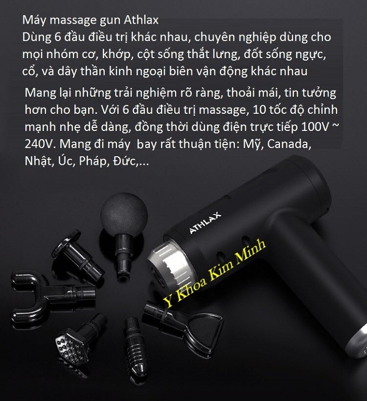 Máy massage gun Athlax dùng cho phòng điều trị vật lý và chữa bệnh đau cơ xương khớp người già điện trực tiếp - Y Khoa Kim Minh