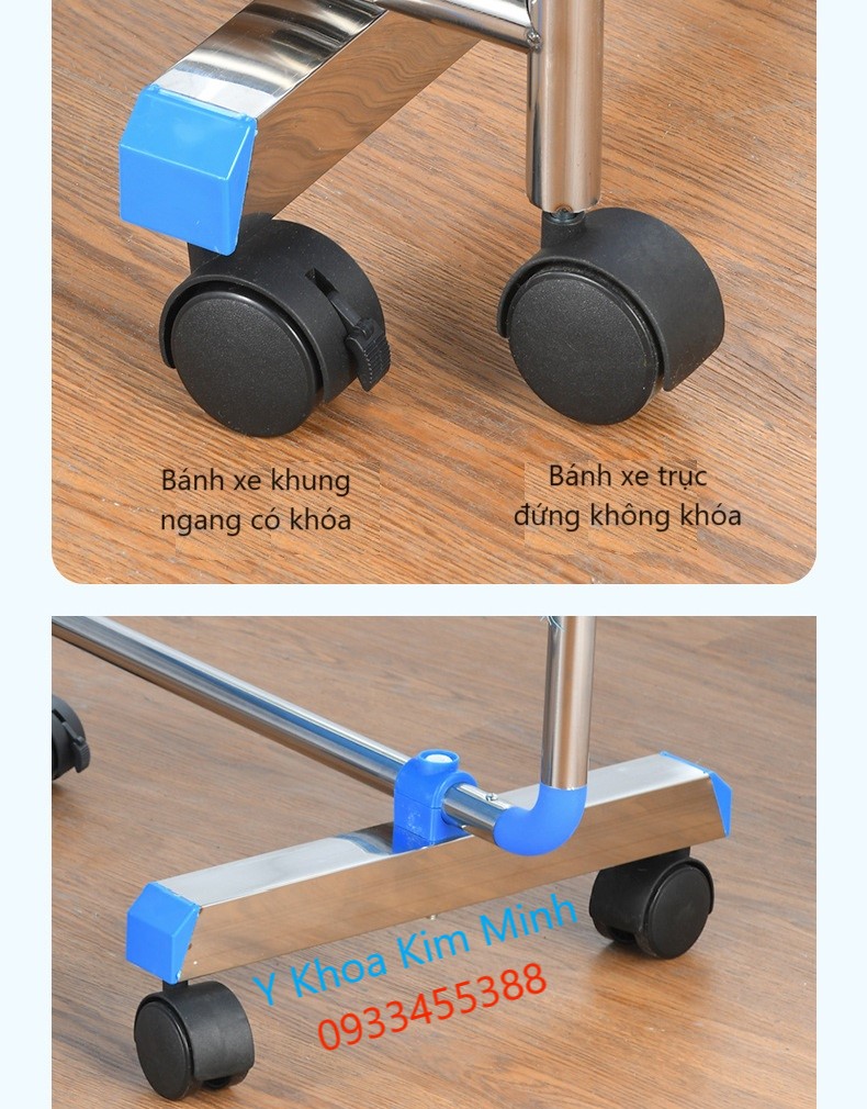 Bình phong di động bánh xe có khóa 4 rèm