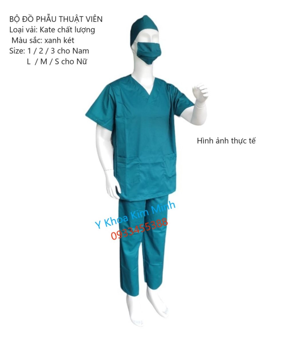 Bộ quần áo nón khẩu trang dùng cho phẫu thuật viên y tế sử dụng tại Bệnh viện, phòng khám đa khoa