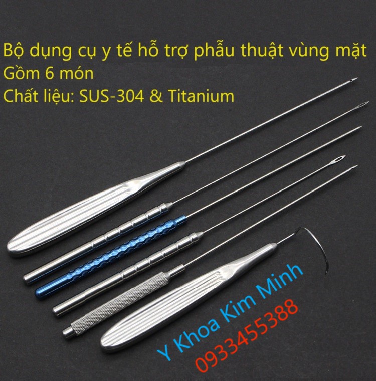 Bộ dụng cụ y tế inox hỗ trợ phẫu thuật thẩm mỹ vùng mặt, hướng dẫn chỉ phẫu thuật