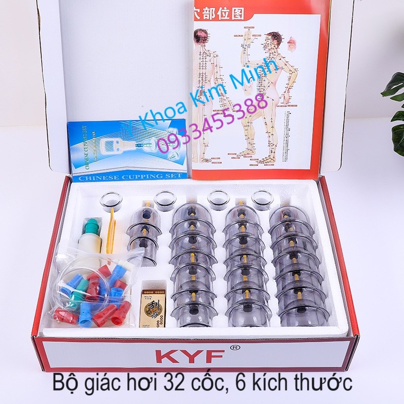 Bộ giác hơi mini gồm 32 bầu giác hơi các số 123456