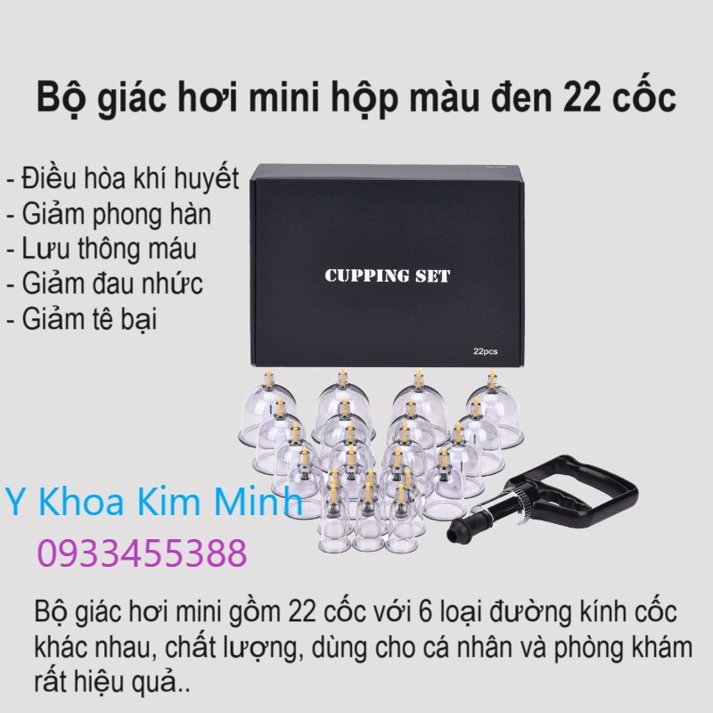 Bộ giác hơi mini 22 cốc hộp đen bán ở Y Khoa Kim Minh