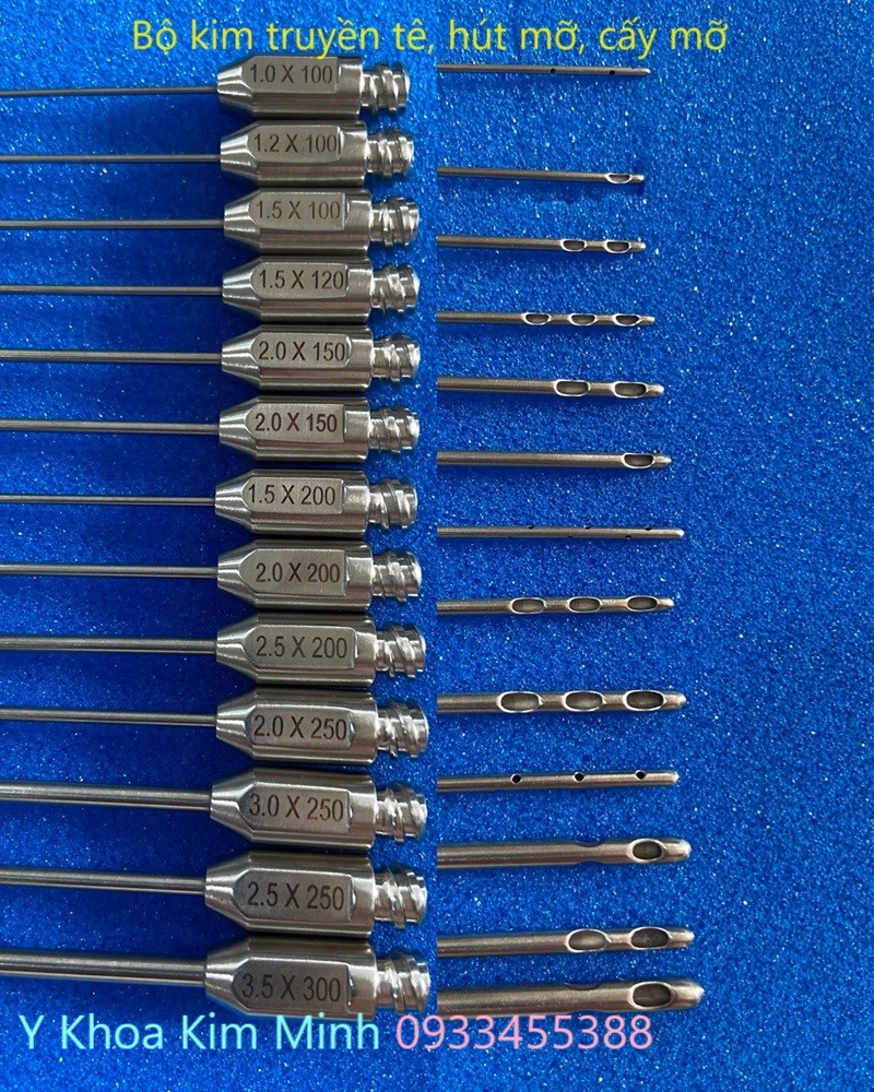 Bộ kim truyền tê, cấy mỡ, hút mỡ dùng cho hút mỡ phẫu thuật thẩm mỹ, cấy mỡ tạo ngực, hút nọng cằm