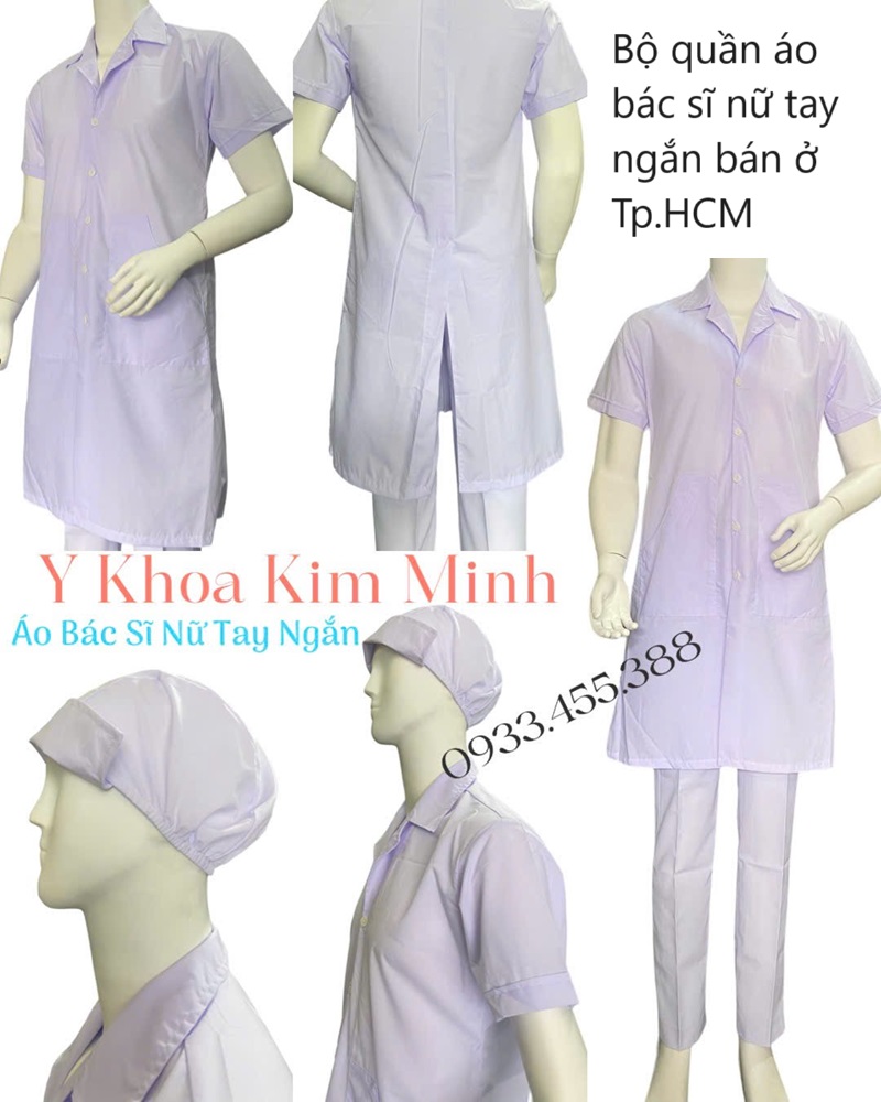 Bộ quần áo bác sĩ nữ tay ngắn, vải kate silk, size số 1, 2, 3 bán giá sỉ ở Tp.HCM