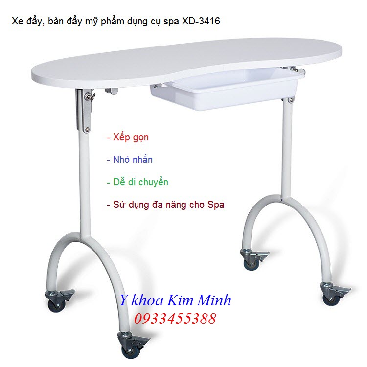 Bàn đẩy tiêm chích, đựng dụng cụ mỹ phẩm spa XD-3416 - Y khoa Kim Minh Bàn đẩy tiêm chích tiểu phẫu thẩm mỹ, xe đẩy dụng cụ spa XD-3416 - Y khoa Kim Minh 0933455388