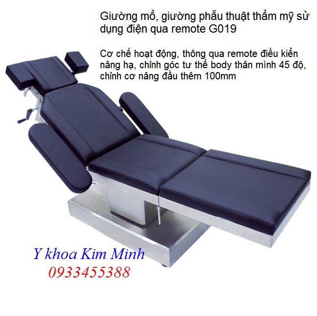 Giường mổ phẫu thuật điện dùng trong ngành thẩm mỹ, y tế mã số G019 - Y khoa Kim Minh 0933455388