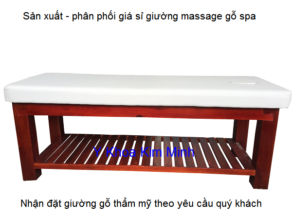 Giường massage thẩm mỹ spa gỗ thông GKM-10 Y Khoa Kim Minh