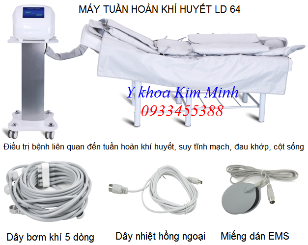 Máy tuần hoàn khí huyết bằng khí nén túi vải, chữa suy giãn tĩnh mạch, đau cột sống LD-64 - Y khoa Kim Minh 0933455388