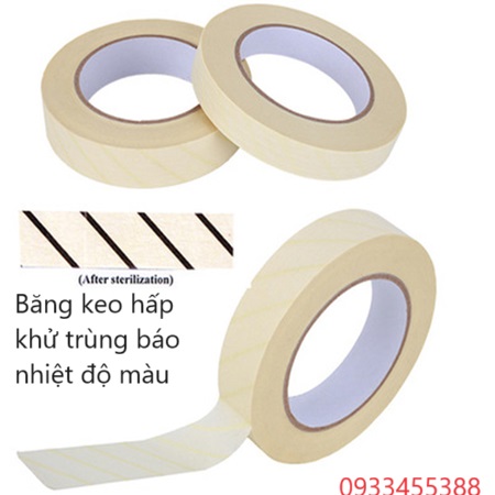 Băng keo hấp nhiệt màu dùng để băng miệng túi hấp đã tiệt trùng y tế bán ở Y Khoa Kim Minh