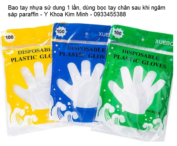 Bao tay nhua 100 cái/bịch dùng ủ sáp paraffin - Y khoa Kim Minh