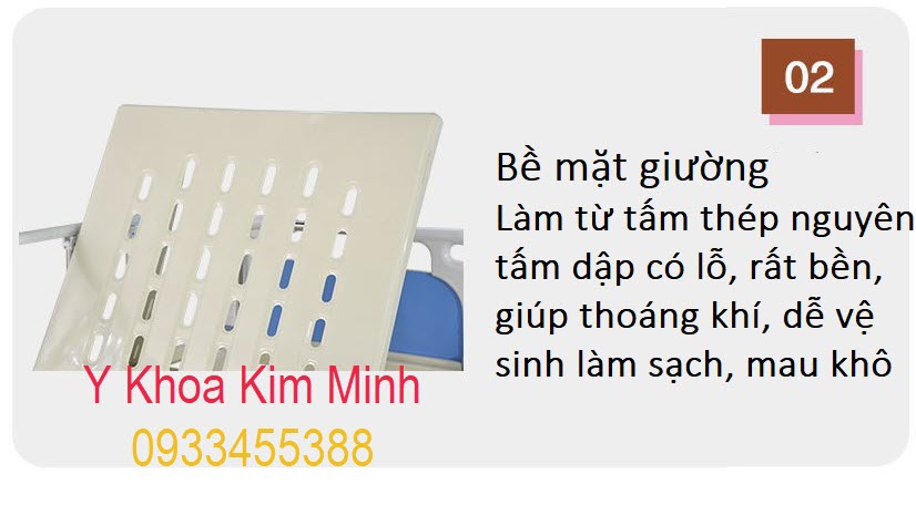 Mặt giường người bệnh nằm dập từ thép nguyên tấp