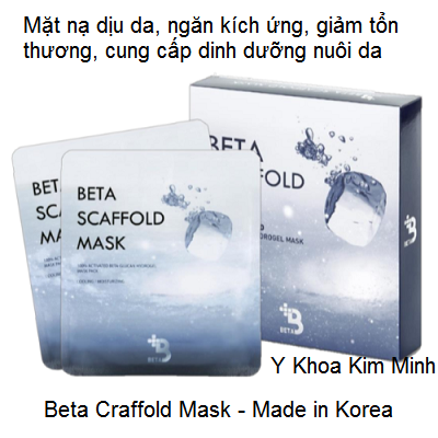 Mặt nạ làm dịu da sau lăn kim điều trị Beta Craffold Mask Hàn Quốc - Y khoa Kim Minh Beta Craffold Mask use after Needle Roller, mặt nạ làm dịu da ngăn tổn thương sau lăn kim - Y Khoa Kim Minh