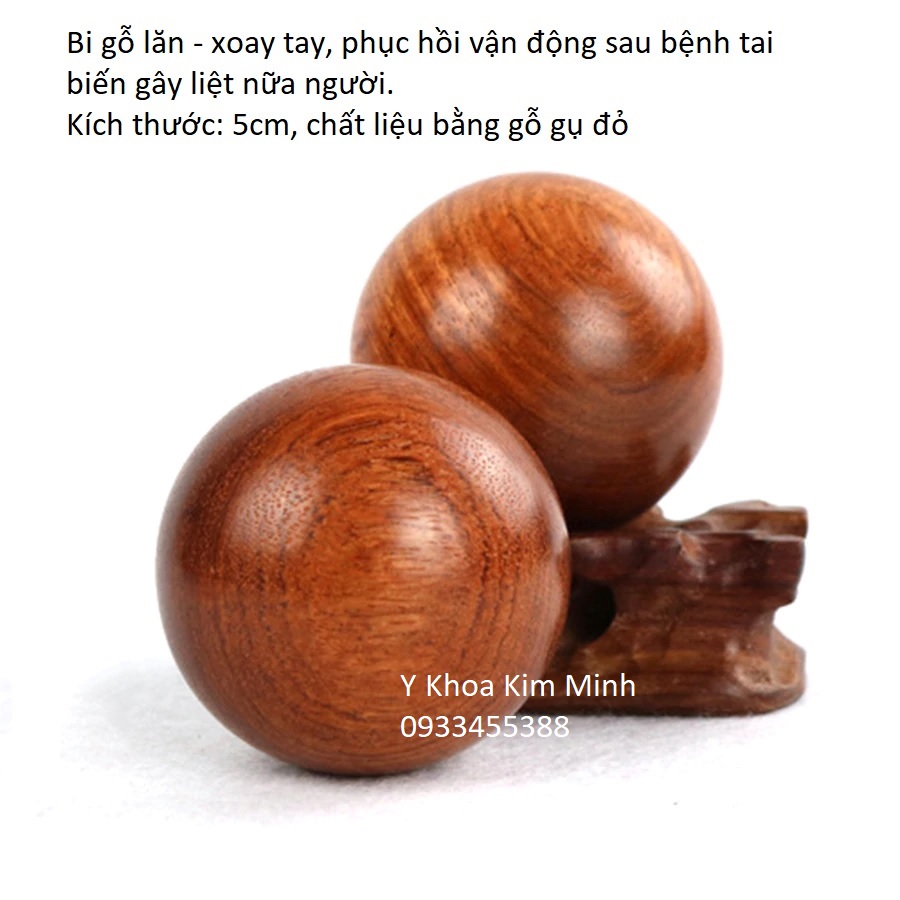 Bi lăn tay bằng gỗ gụ đỏ thiên nhiên, kích thước 5cm - Y Khoa Kim Minh