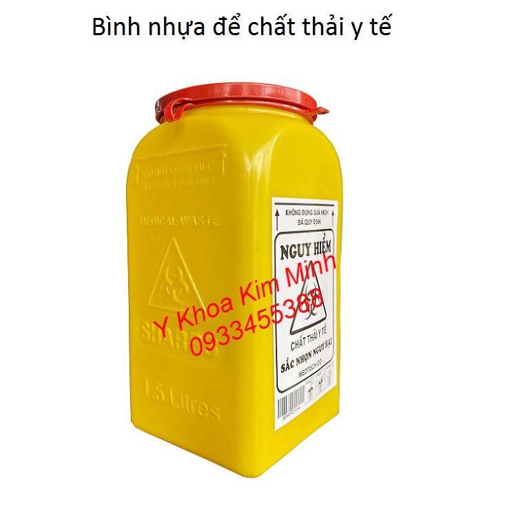Bình tiêu huỷ kim loại nhỏ 1.5 lít kích thước 10x10x19.5 cm Bình nhựa chứa kim sau khi sử dụng loại nhỏ
