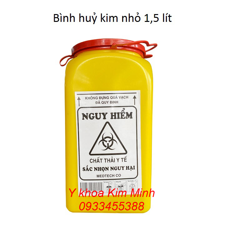 Bình tiêu huỷ kim nhỏ làm bằng nhựa vàng Bình tiêu huỷ kim nhỏ 1.5 lít