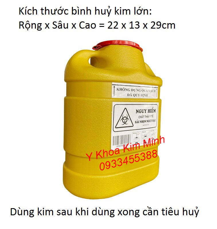 Bình huỷ kim lớn bằng nhựa vàng bán tại Tp.HCM - Y Khoa Kim Minh