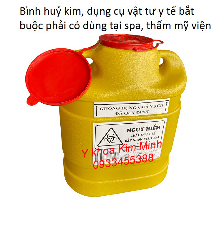 Hình ảnh thực tế bình huỷ kim lớn dùng trong y tế và thẩm mỹ viện