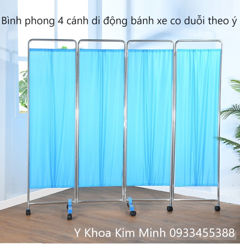 Bình phong di động 4 cánh có bánh xe bán ở Tp.HCM