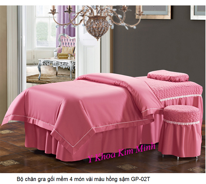 Bộ chăn gra gối mềm vải màu hồng sạm 4 món GP-02T - Y khoa Kim Minh
