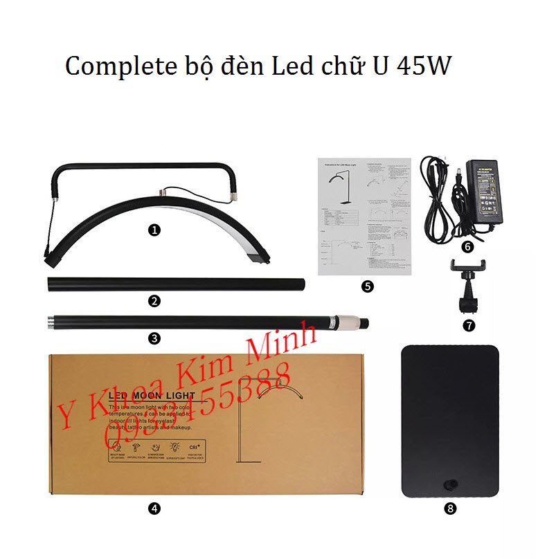bộ complete đèn chữ U chăm sóc da bóng led
