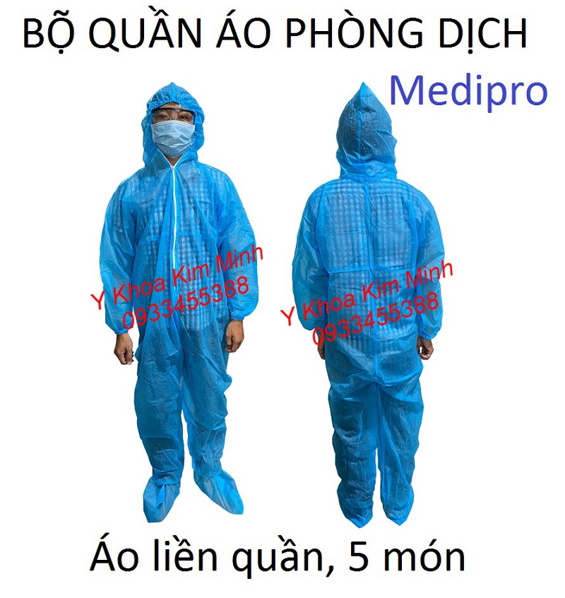 Bộ quần áo phòng dịch vải không dệt 5 món Kim Minh Quần áo phòng dịch Medipro 5 món bán giá sỉ tại Y Khoa Kim Minh