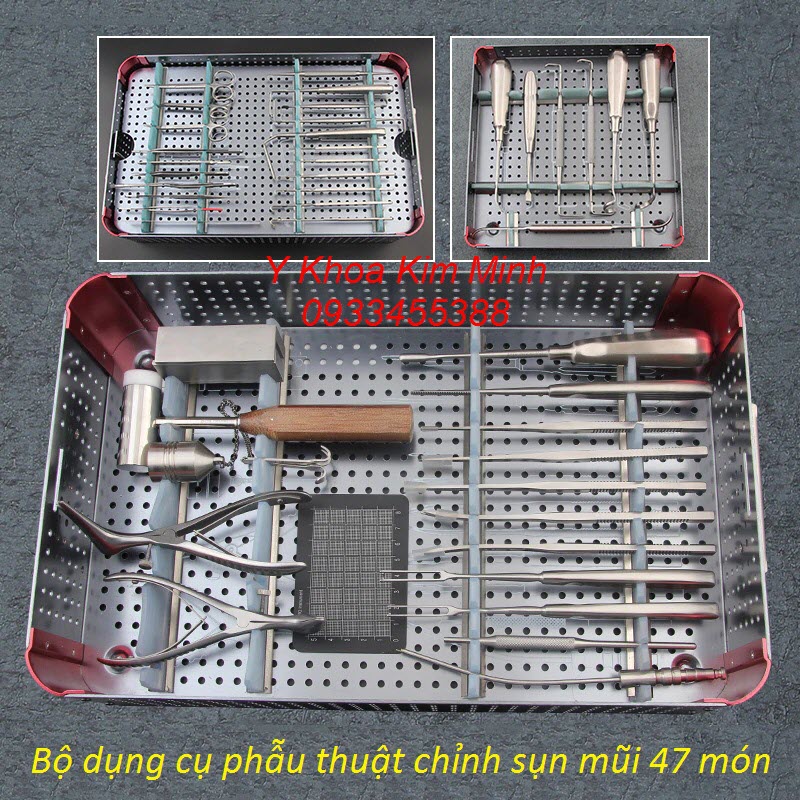 Bộ dụng cụ phẫu thuật thẩm mỹ chỉnh sụn mũi, nâng mũi 47 món