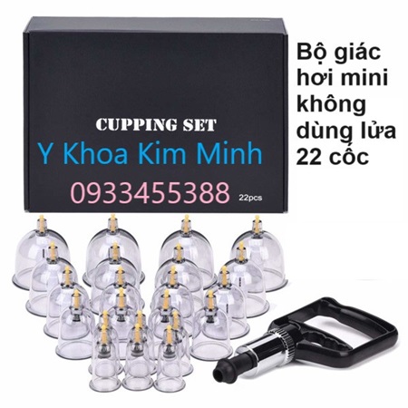 Giác hơi không dùng lửa hộp đen gồm 22 bầu