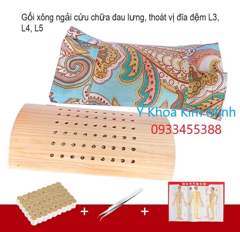 Gối xông ngải cứu trị đau cột sống lưng, thoát vị dĩa đệm lung L3, L4, L5