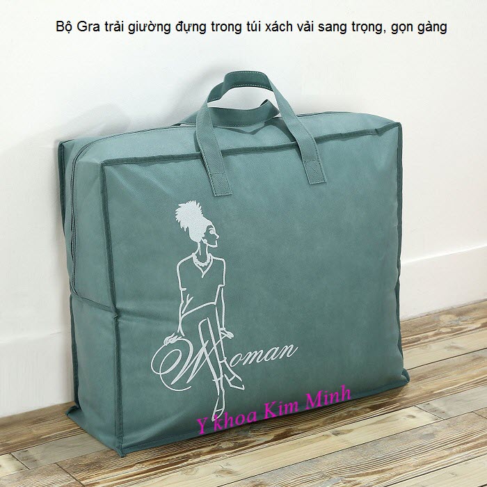 Bộ gra trải giường massage spa gồm 4 món: gra giường, nệm, bao gối, vải bao ghế búp - Y khoa Kim Minh