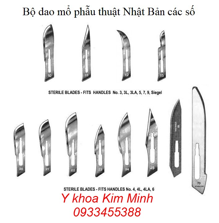 Bộ dao mổ phẫu thuật y tế nhập khẩu Nhật Bản các số - Y khoa Kim Minh