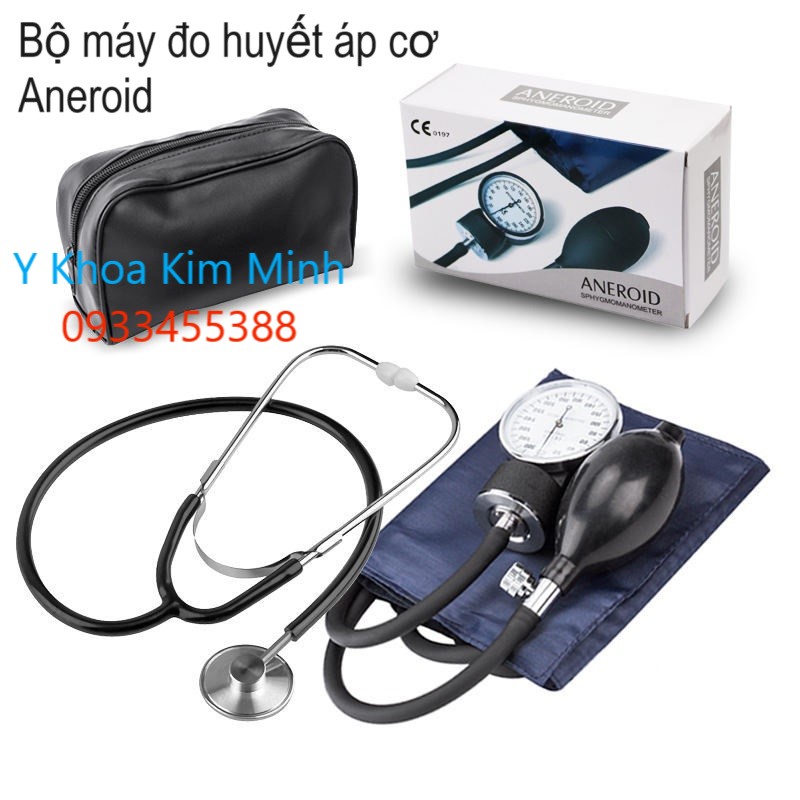 Bộ máy đo huyết áp cơ Aneroid gồm đồng hô huyết áp, bao tay đo huyết áp, tai nghe tim phôi