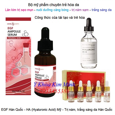 Bộ 3 mỹ phẩm chuyên dưỡng da, trẻ hoá da sau phi kim cấy tảo cao cấp - Y Khoa Kim Minh