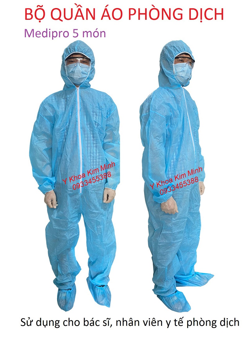 Bộ đồ phòng dịch áo liền quần Medipro 5 món