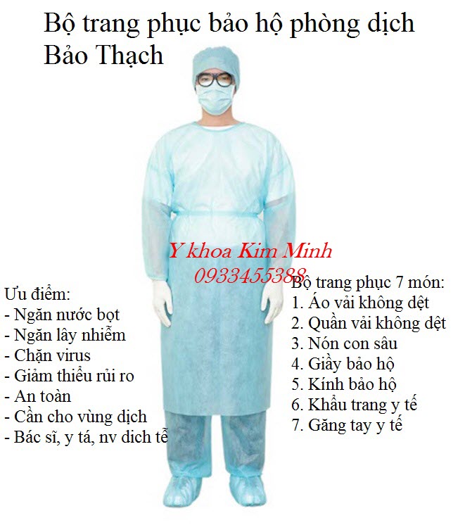 Bộ trang phục phòng dịch 7 món công ty sản xuất Bảo Thạch - Y Khoa Kim Minh