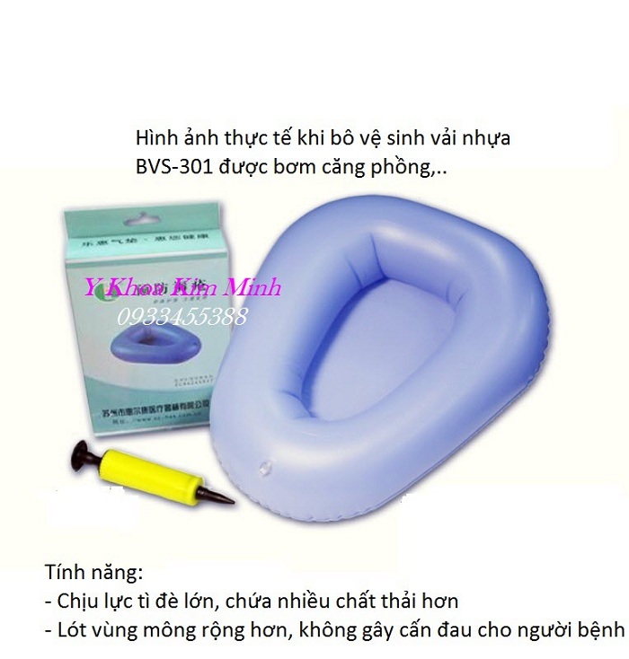 Bô vệ sinh y tế dùng cho người bệnh người già yếu nằm liệt giường chất liệu vải nhựa bơm khí BVS-301 - Y Khoa Kim Minh