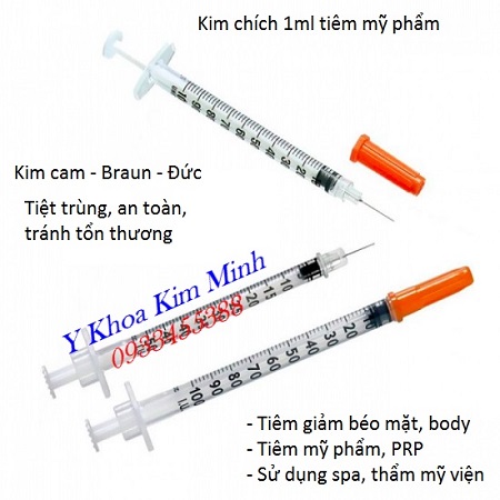 Bơm tiêm 1cc dùng tiêm mỹ phẩm da vùng mặt, tiêm giảm béo