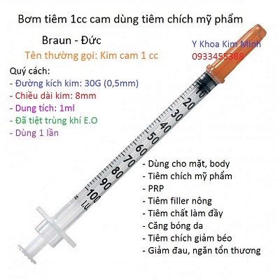 Bơm tiêm 1ml của Đức dùng tiêm dưỡng chất dưới da - Y khoa Kim Minh Bơm tiêm 1mm dùng cho kim tiêm dưỡng chất dưới da - Y khoa Kim Minh