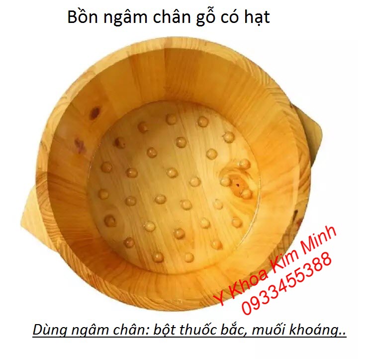 Bồn gỗ có hạt dùng ngâm chân thuốc bắc, muối khoáng
