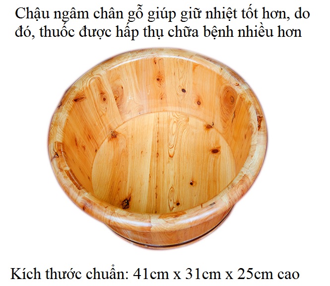 Bồn ngâm chân bằng gỗ thông kích thước 41 x 31 x 25 cm chiều cao hay còn gọi chậu ngâm chân bằng gỗ - Y khoa Kim Minh