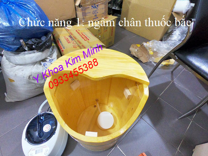 Bồn ngâm chân thuốc bắc thảo dược làm bằng gỗ loại thùng lớn - Y Khoa Kim Minh