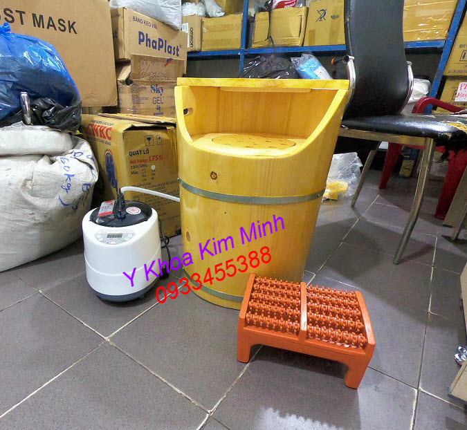 Bồn gỗ xông thuốc bắc dùng ngâm chân 3 trong 1 - Y Khoa Kim Minh