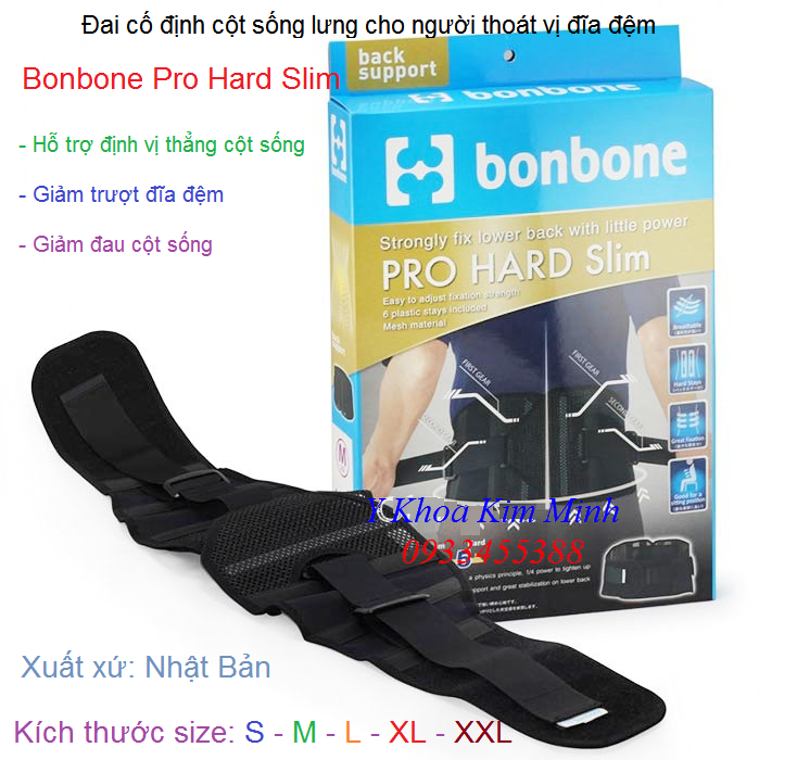 Đai nẹp cố định cột sống lưng Bonbone Pro Hard Slim