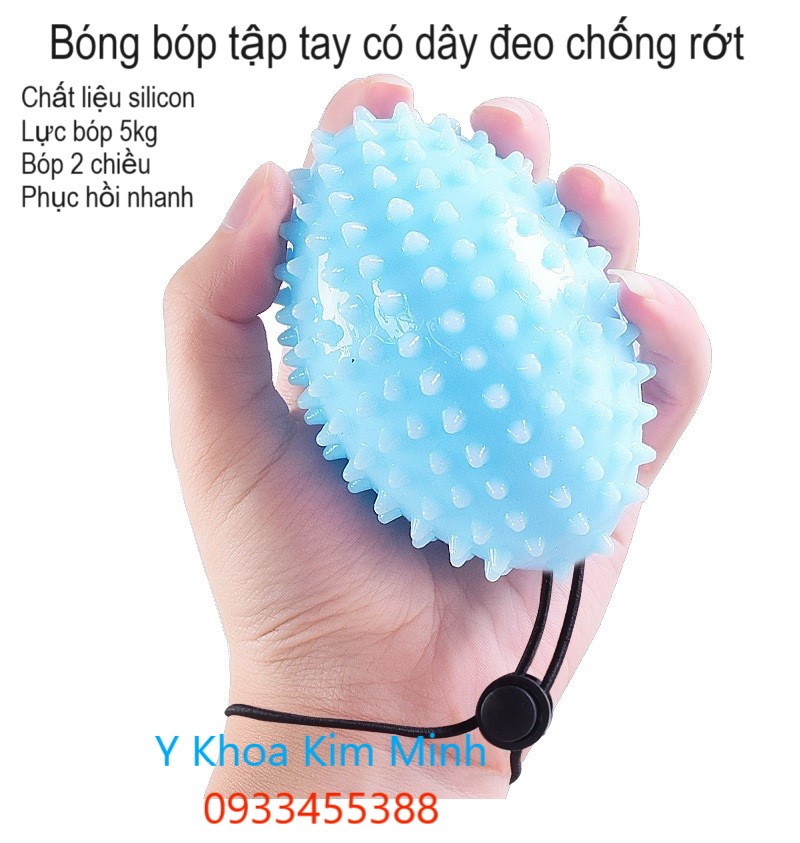 Bóng bóp tập tay silicon có dây đeo